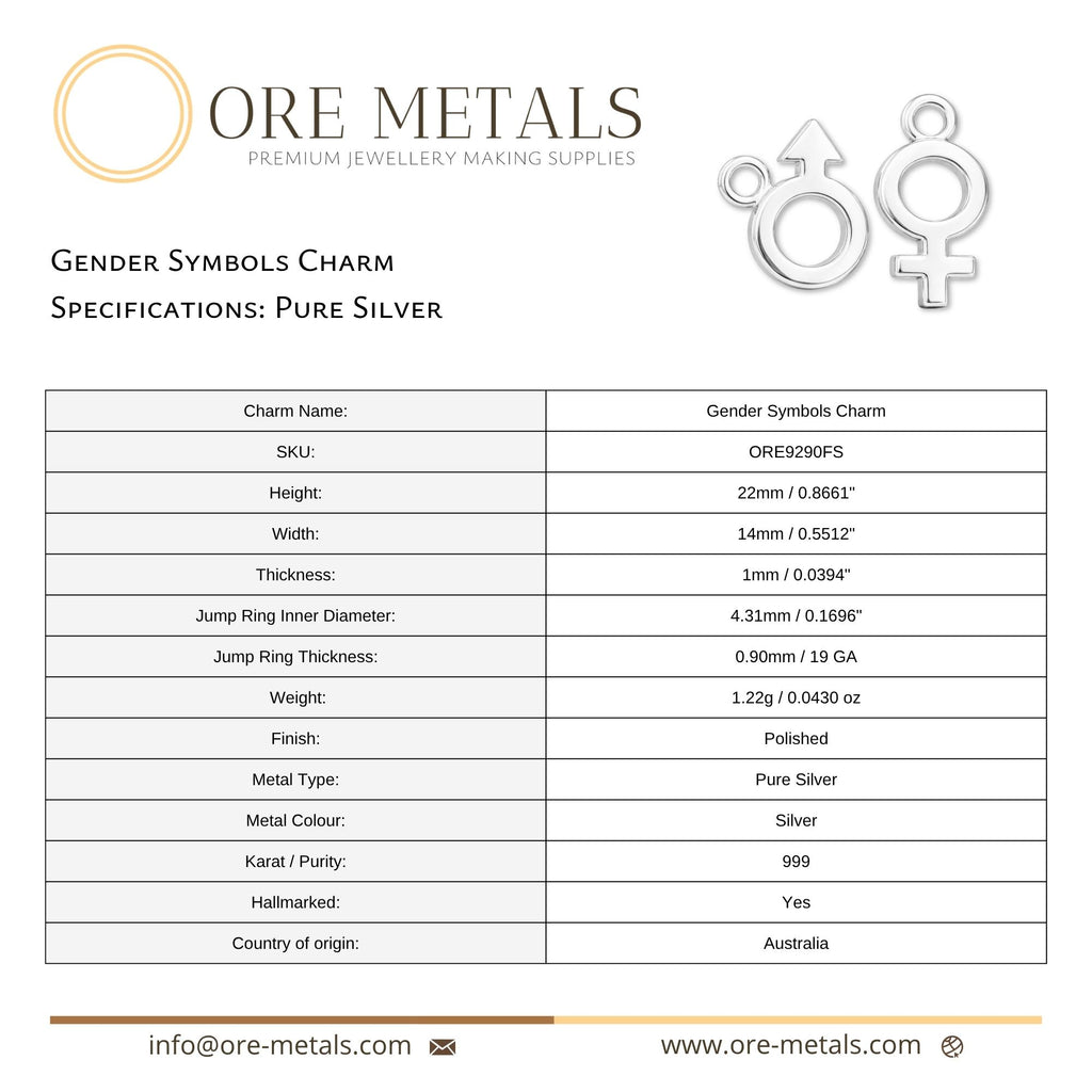 999 Pure Silver - Gender Symbols Charm
