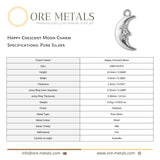 999 Pure Silver - Happy Crescent Moon Charm