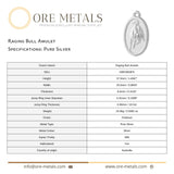 999 Pure Silver - Raging Bull Charm