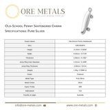 999 Pure Silver - Old-school Penny Skateboard Charm