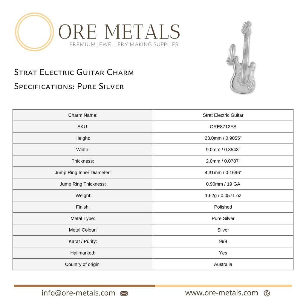 999 Pure Silver - Strat Electric Guitar Charm
