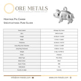 999 Pure Silver - Heritage Pig Charm