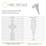 999 Pure Silver - Classic Ice Cream Cone Charm