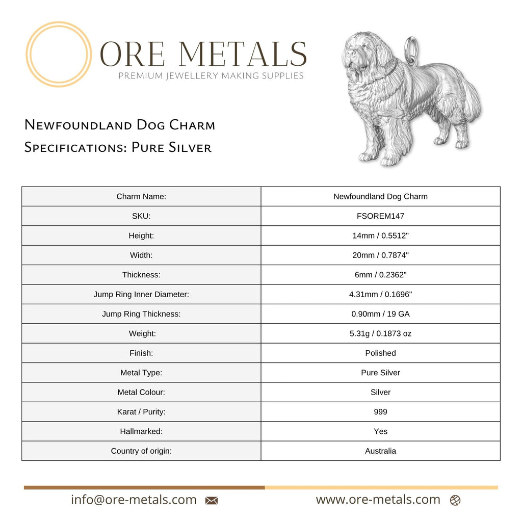 999 Pure Silver - Newfoundland Dog Charm