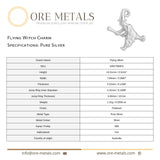 999 Pure Silver - Flying Witch Charm