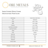 999 Pure Silver - Snake Chinese Zodiac Charm