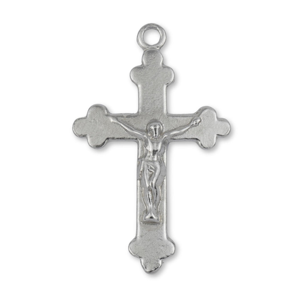 950 Platinum - Jesus on Budded Trefoil Crucifix Charm