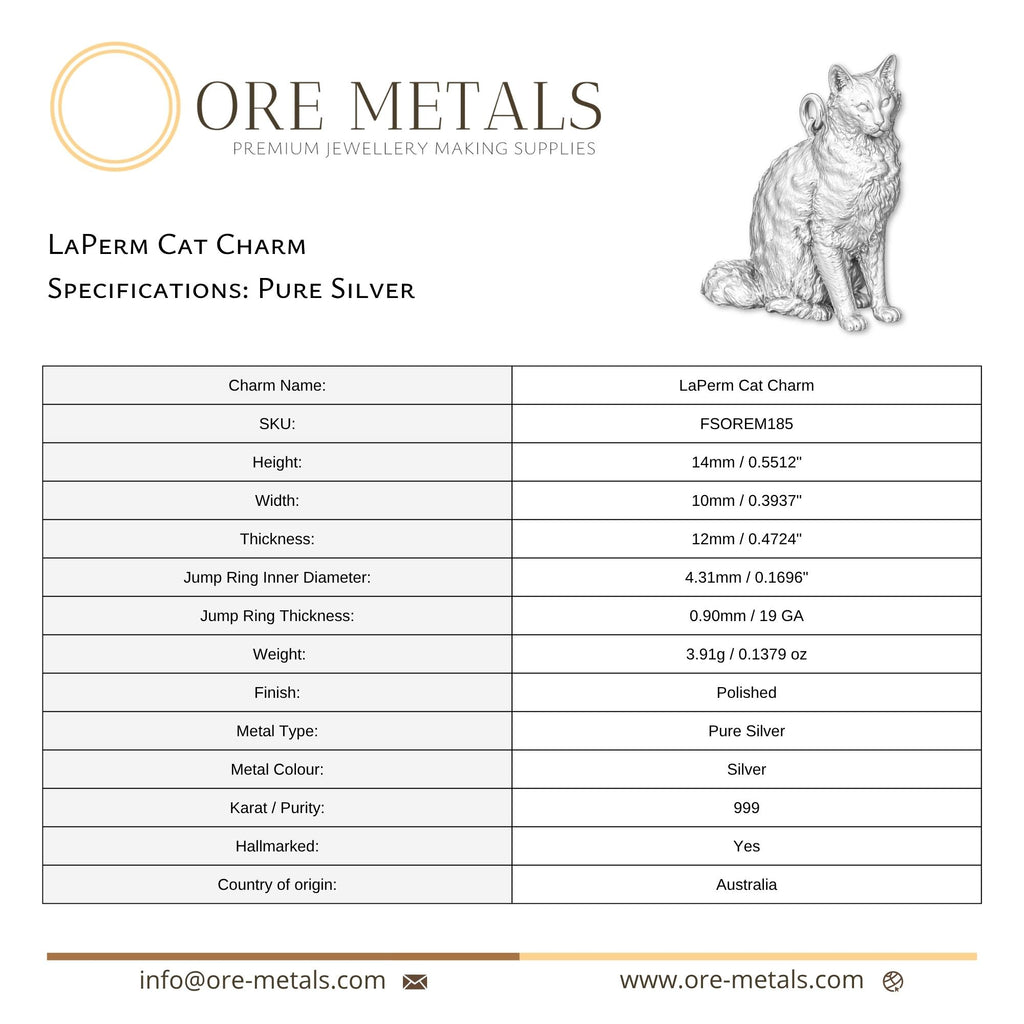 999 Pure Silver - LaPerm Cat Charm