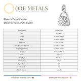 999 Pure Silver - Ornate Purse Charm