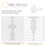 999 Pure Silver - Table Tennis Paddle Charm