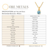 9ct Yellow Gold | Aquamarine - March Birthstone Necklace