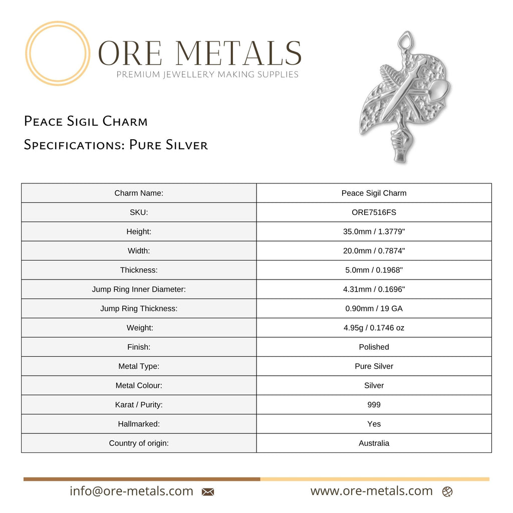 999 Pure Silver - Peace Sigil Charm