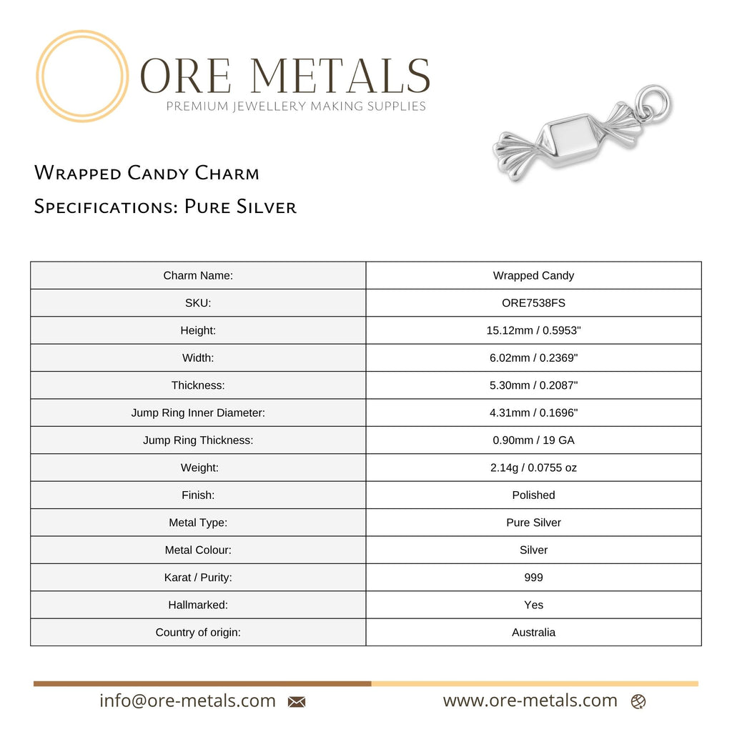999 Pure Silver - Wrapped Candy Charm