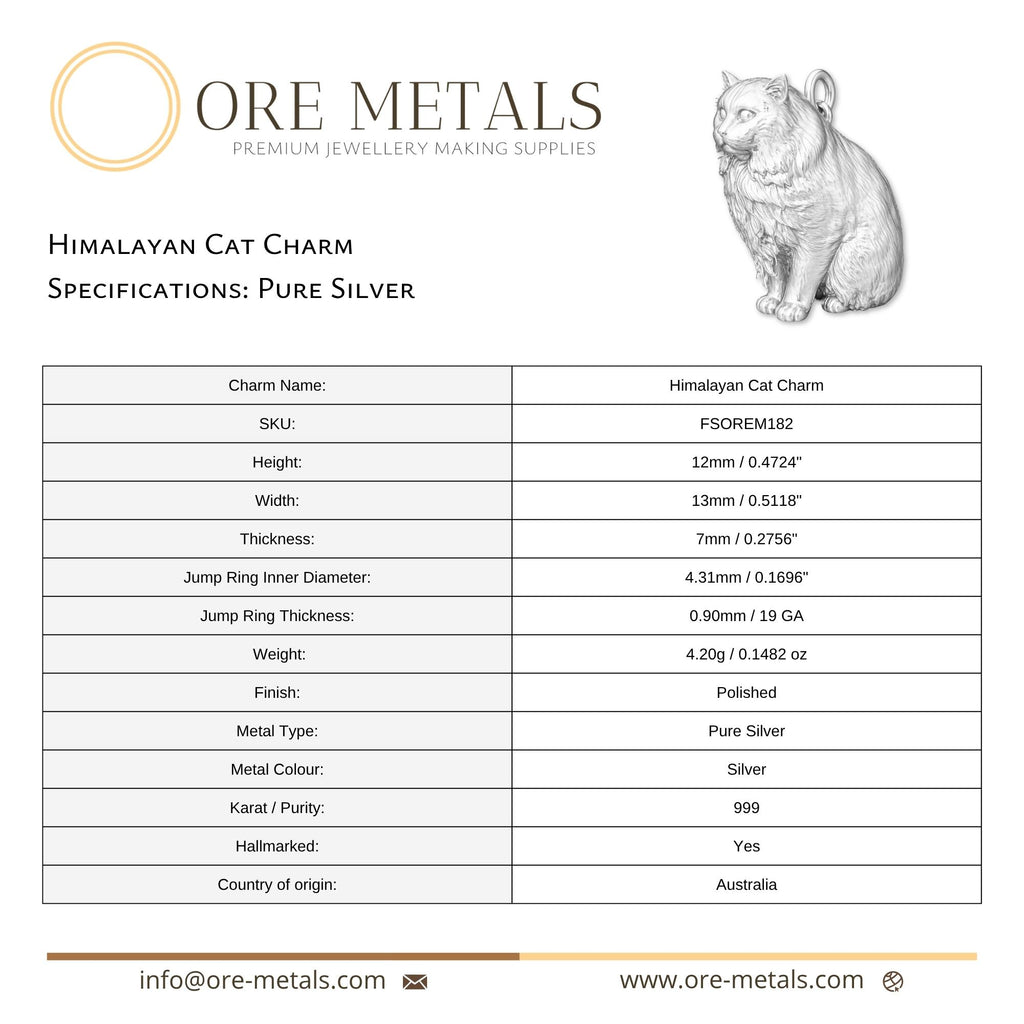 999 Pure Silver - Himalayan Cat Charm