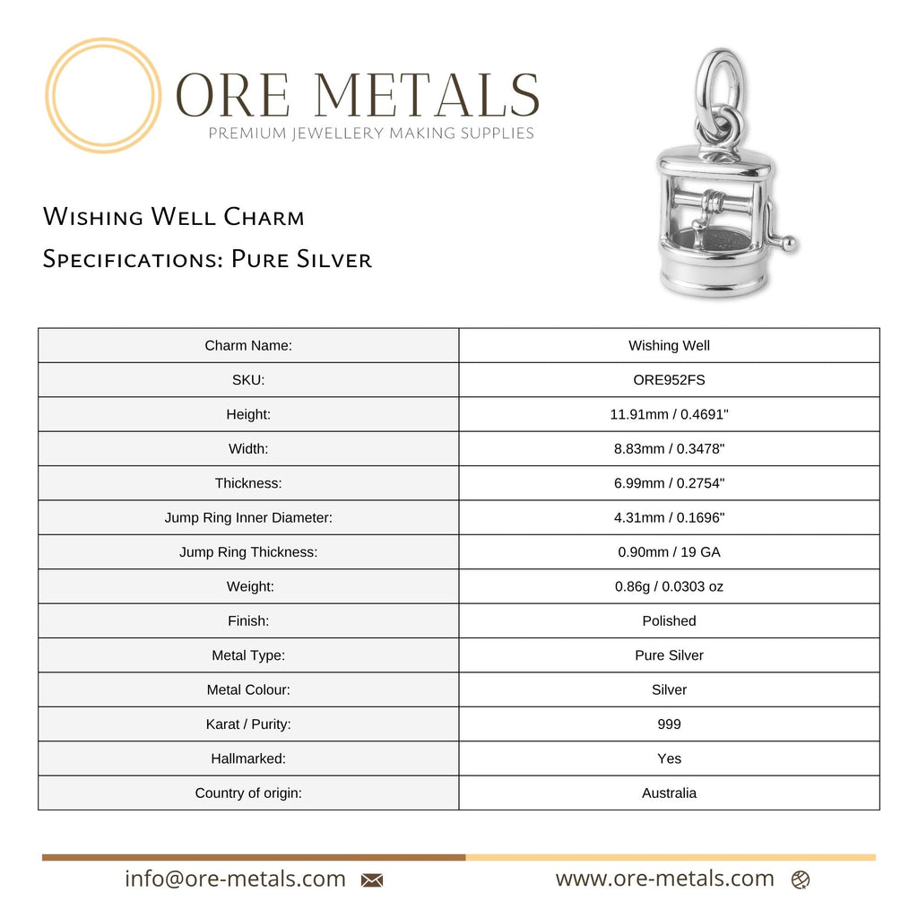 999 Pure Silver - Wishing Well Charm