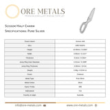 999 Pure Silver - Scissor Half Charm