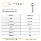 999 Pure Silver - Vintage Castle Key Charm