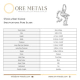 999 Pure Silver - Stork & Baby Charm