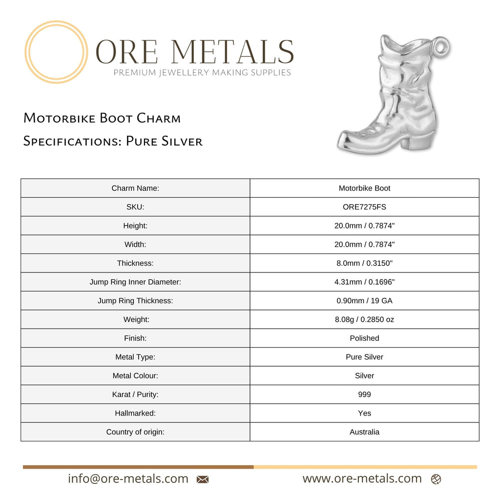 999 Pure Silver - Motorbike Boot Charm