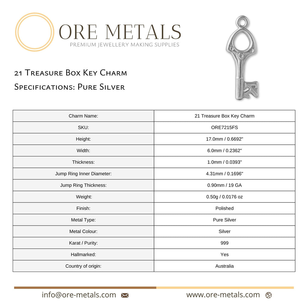 999 Pure Silver - Openwork 21 House Key Charm