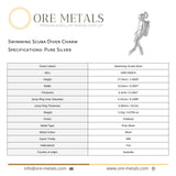 999 Pure Silver - Swimming Scuba Diver Charm