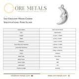 999 Pure Silver - Sad Crescent Moon Charm