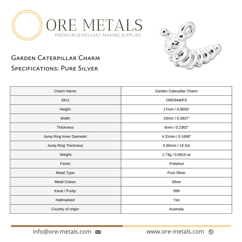 999 Pure Silver - Garden Caterpillar Charm