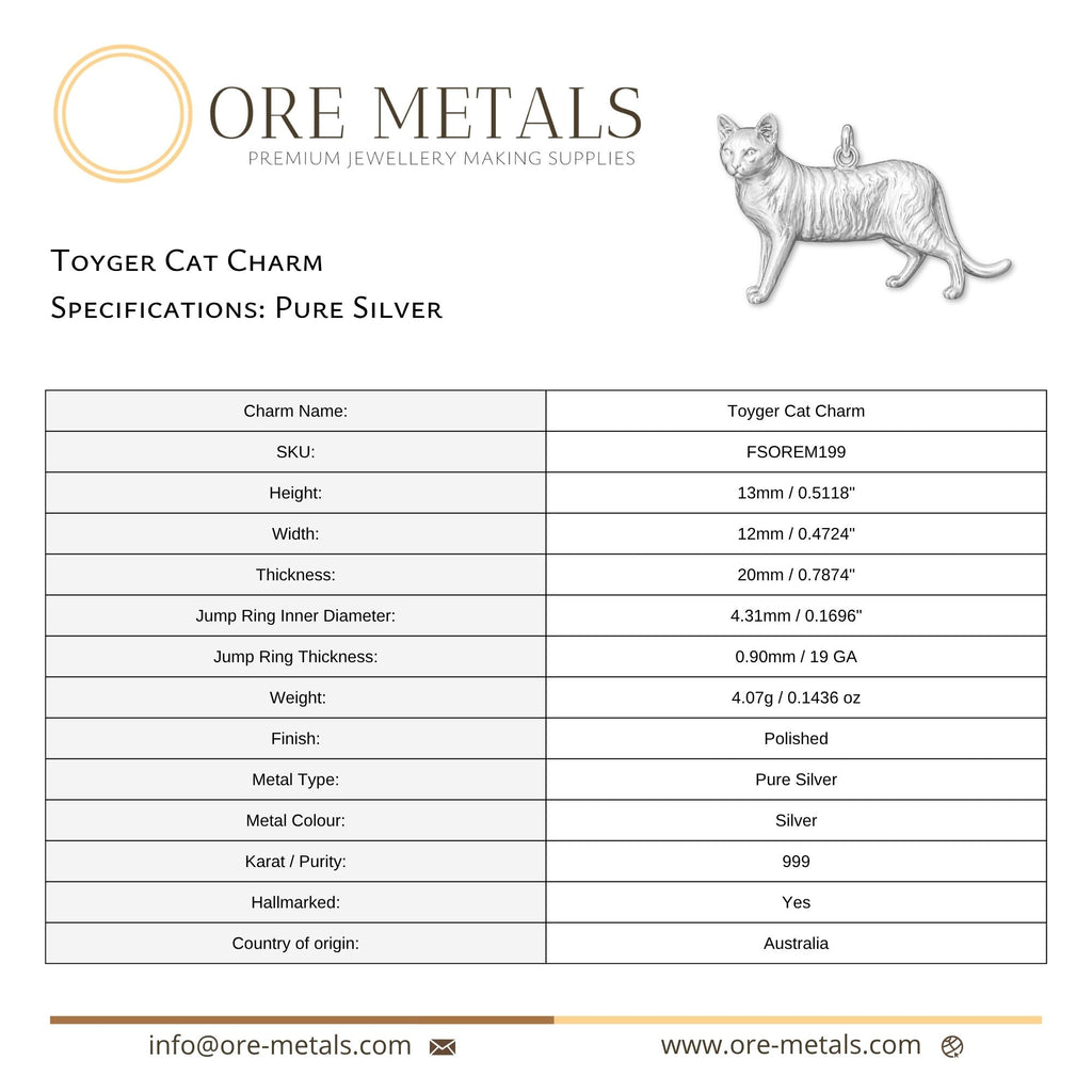 999 Pure Silver - Toyger Cat Charm