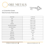 999 Pure Silver - 21 Clover Key Charm