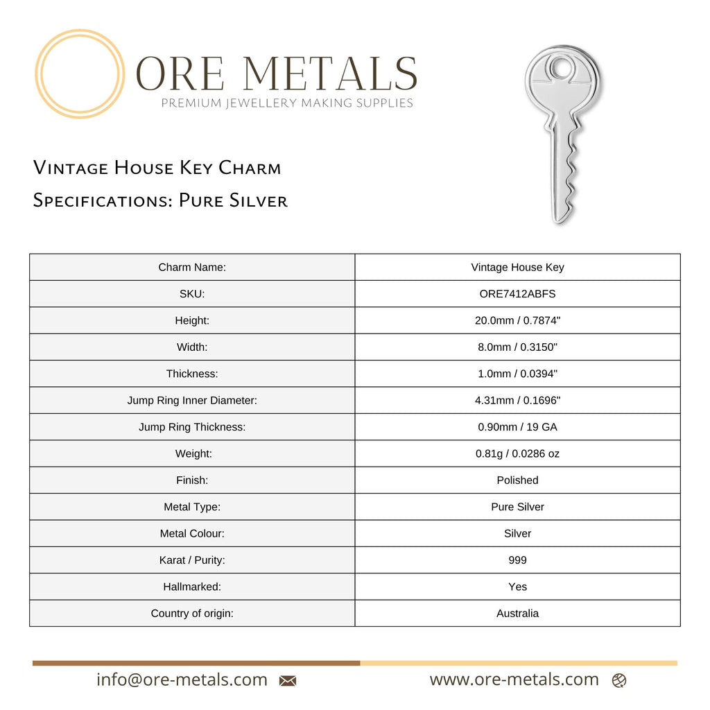 999 Pure Silver - Vintage House Key Charm
