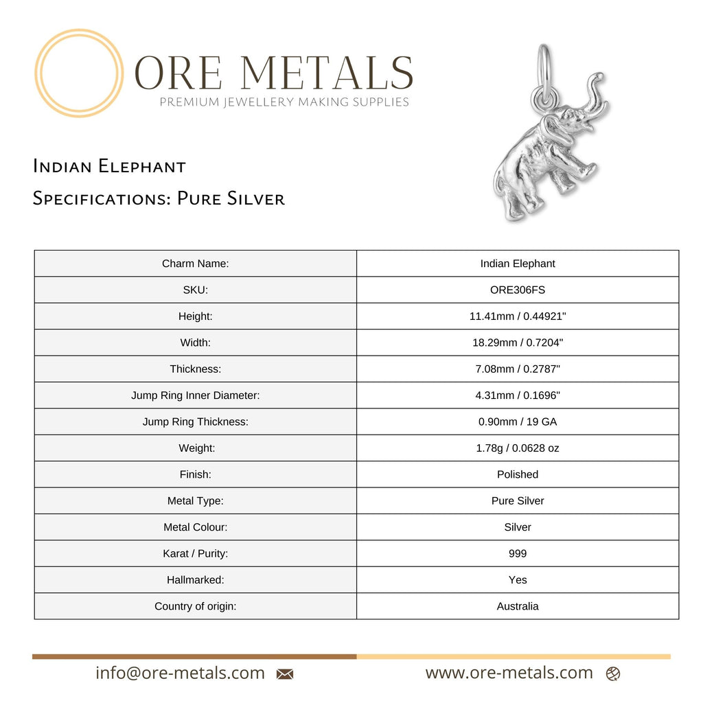 999 Pure Silver - Indian Elephant Charm