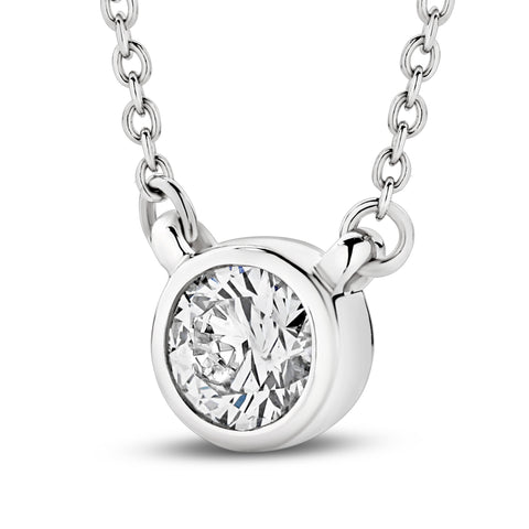 9ct White Gold - 0.25ct VS/F+ - Diamond Bezel Necklace