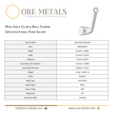 999 Pure Silver - Mini Golf Club & Ball Charm