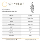 999 Pure Silver - Twin Dolphins Charm