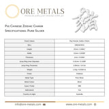 999 Pure Silver - Pig Chinese Zodiac Charm