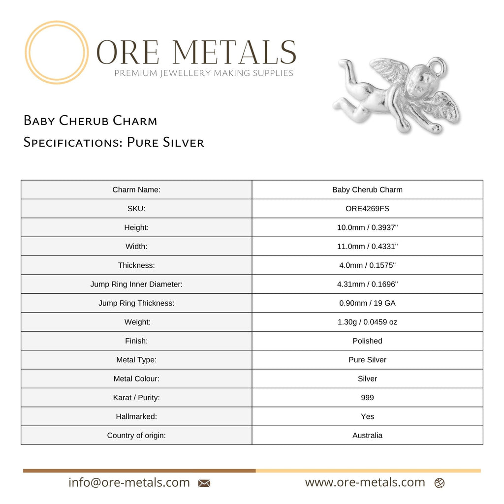 999 Pure Silver - Baby Cherub Charm