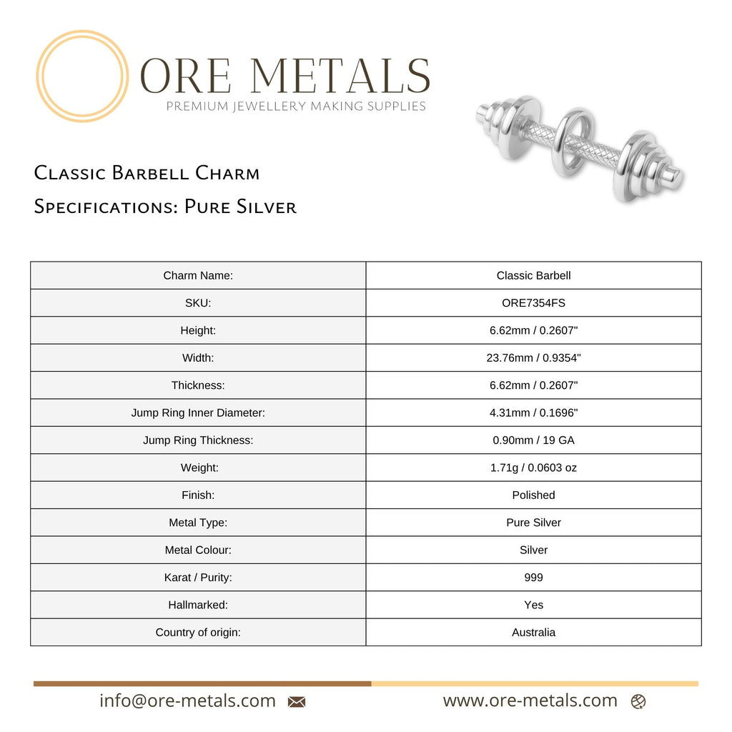 999 Pure Silver - Classic Barbell Charm