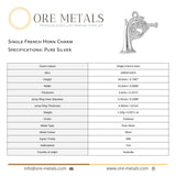 999 Pure Silver - Single French Horn Charm