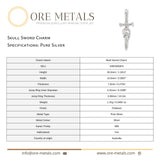 999 Pure Silver - Skull Sword Charm