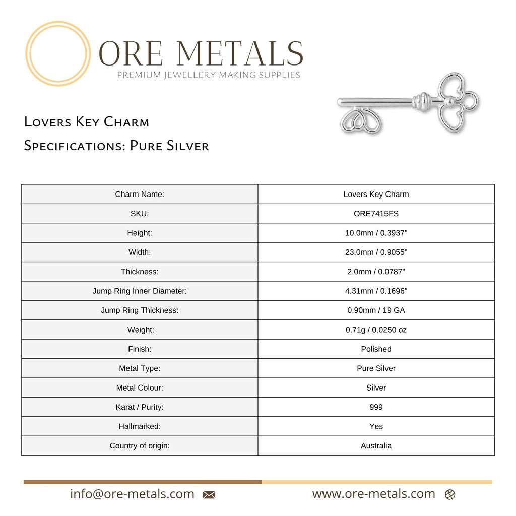 999 Pure Silver - Lovers Key Charm