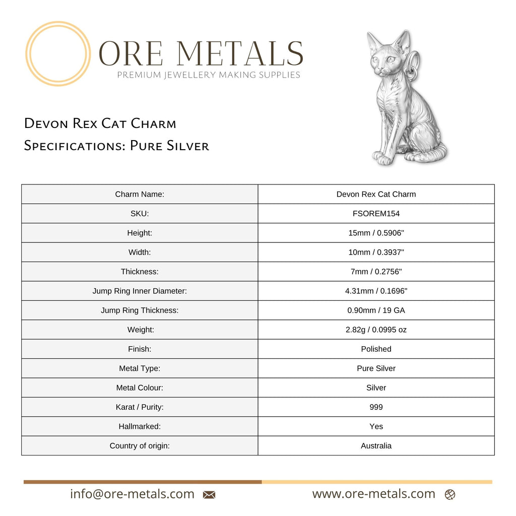 999 Pure Silver - Devon Rex Cat Charm