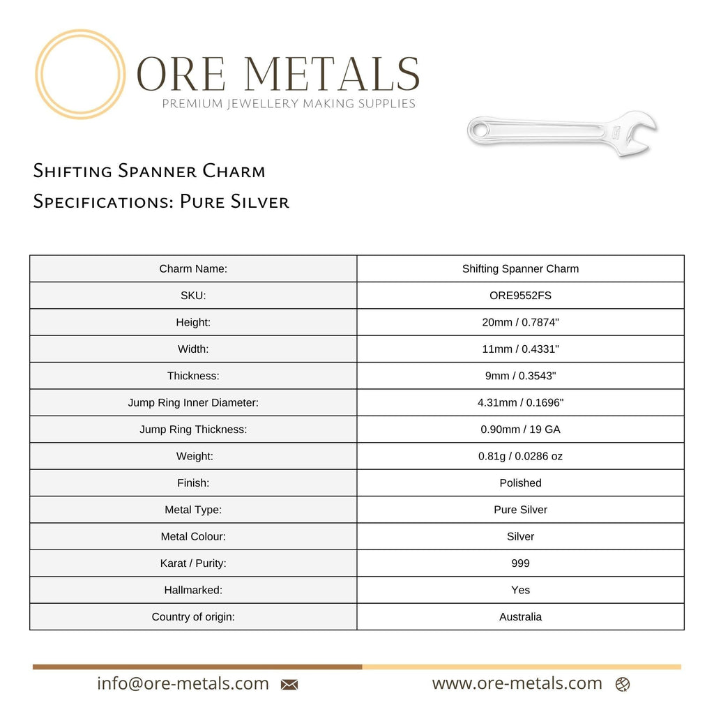 999 Pure Silver - Shifting Spanner Charm