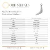 999 Pure Silver - Textured Boomerang Charm