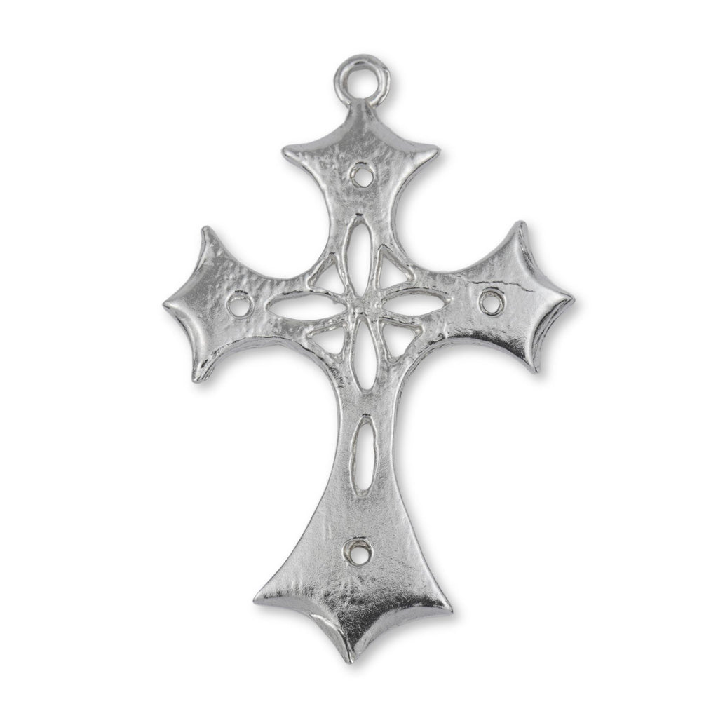 950 Platinum - Fleur Crucifix Charm