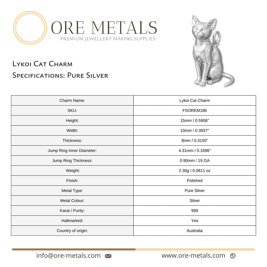 999 Pure Silver - Lykoi Cat Charm