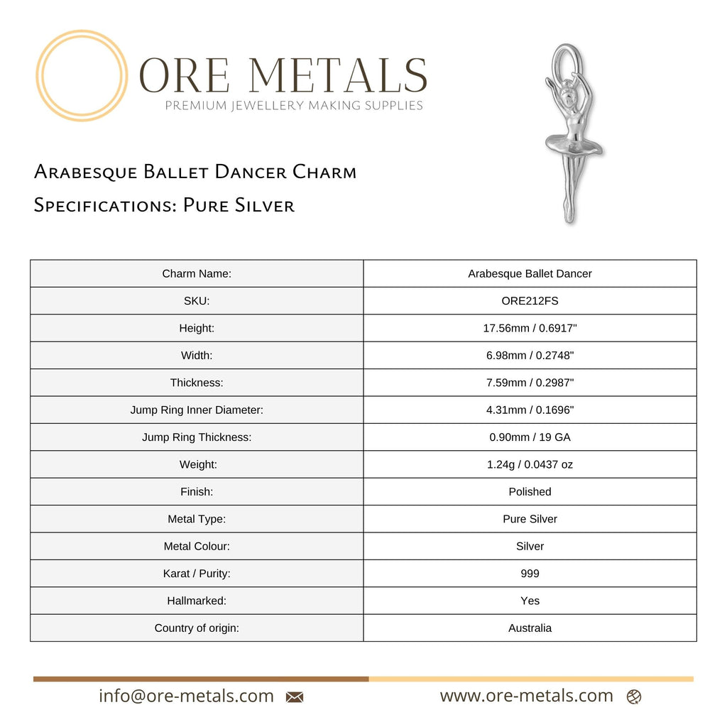 999 Pure Silver - Arabesque Ballet Dancer Charm