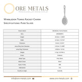 999 Pure Silver - Wimbledon Tennis Racket Charm