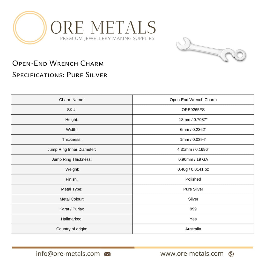 999 Pure Silver - Open End Wrench Charm
