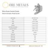 999 Pure Silver - Wave Rider Surfer Charm