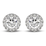 2ct Lab SI/GH Halo Diamond Stud Earrings - 9ct White Gold